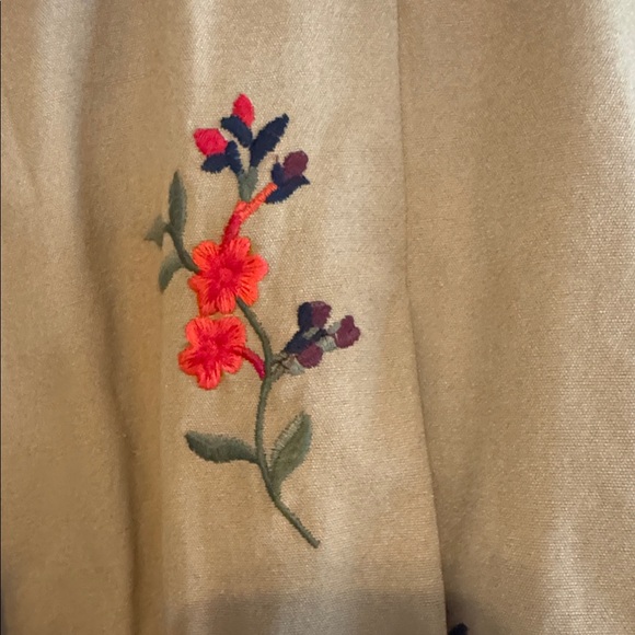 Anthropologie Cartonnier Floral Embroidered Tan Trench Coat - Picture 11 of 11